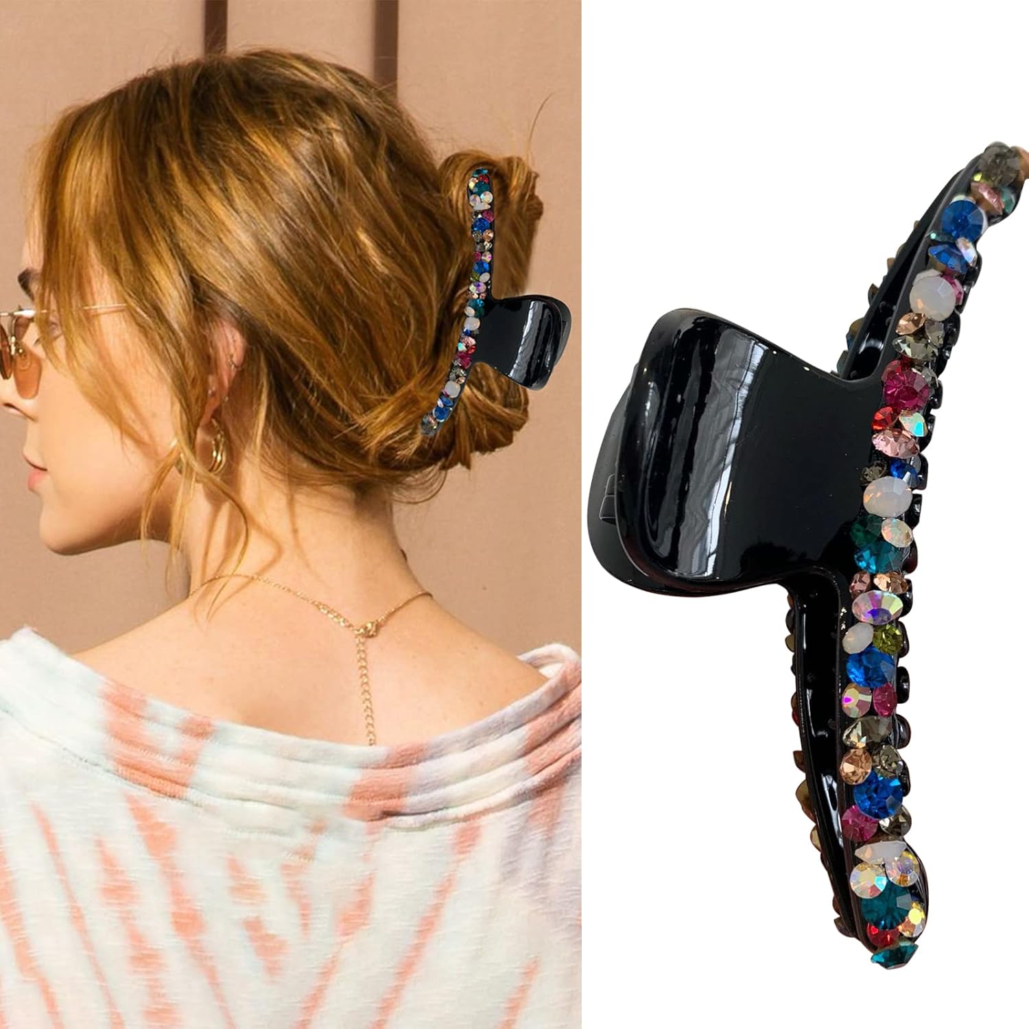 VOTACOS Rhinestone Hair Claw Clips Colorful Crystal Hair