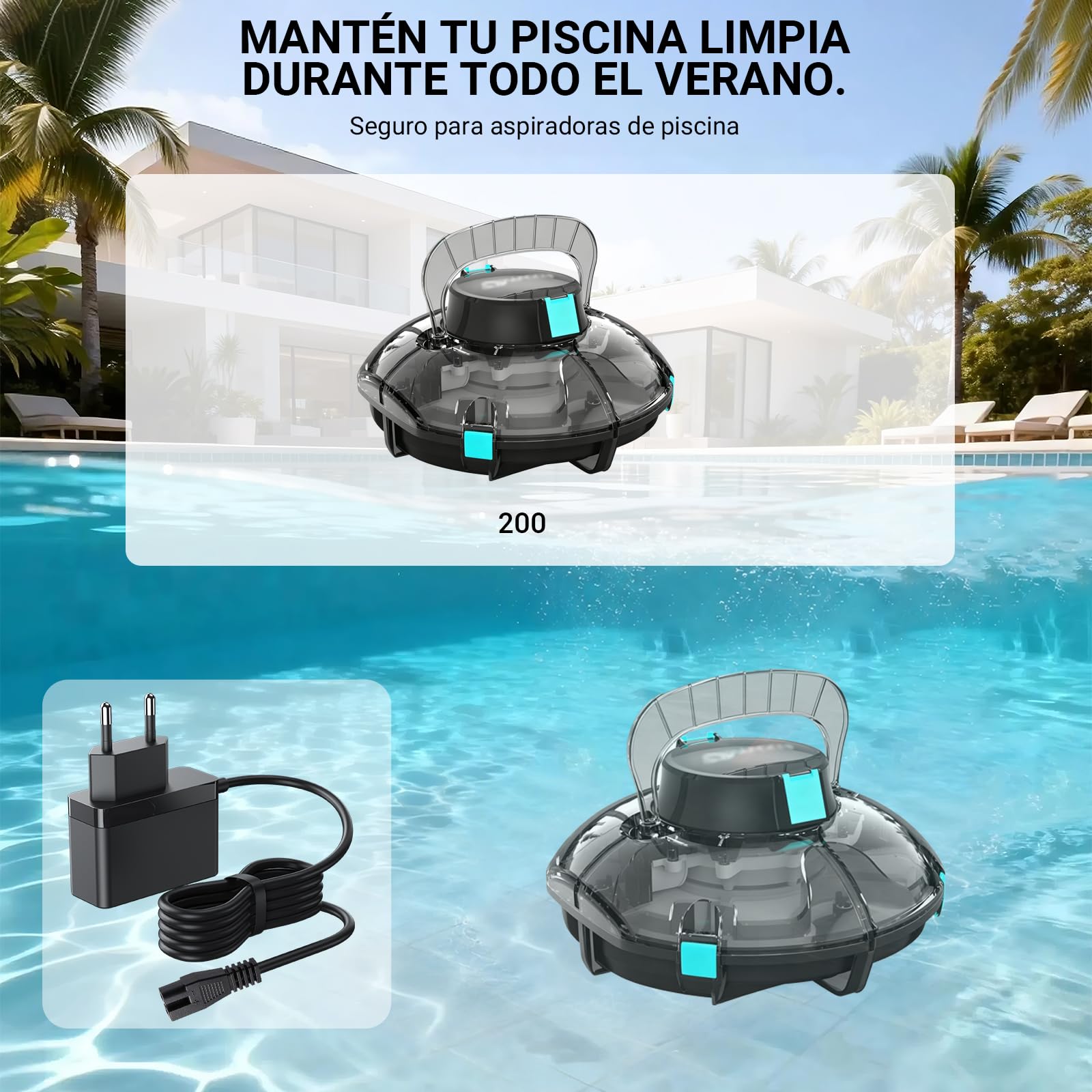 Bouge 12.6V Robot Piscina Limpiafondos Cargador Compatible con Winny 200 Pool Cleaner Robot Sustitución Adaptador Cable para Limpia Piscinas Automatico