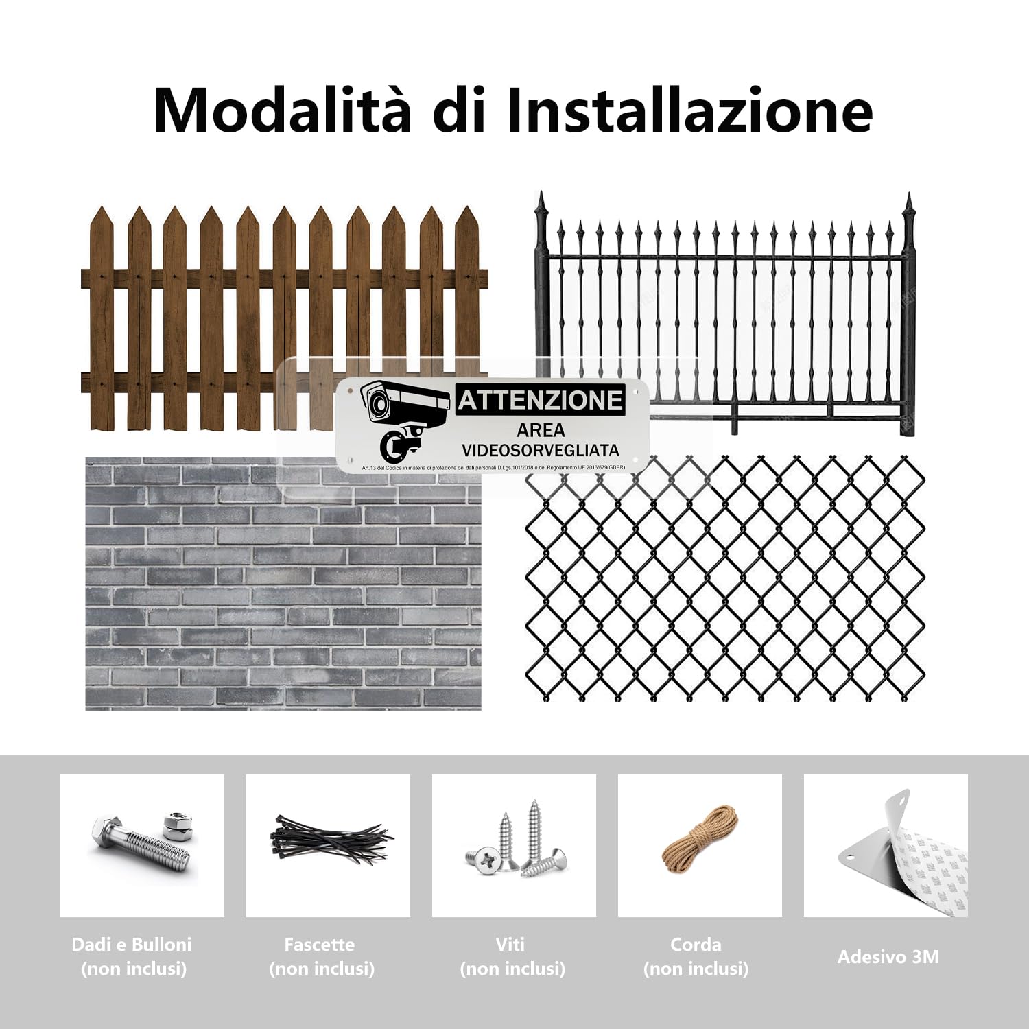 REIGY Cartello Area Videosorvegliata Alluminio da Esterno 15x5 cm, 4pcs Area Sottoposta a Videosorveglianza Adesivo GDPR, Cartelli Privacy Telecamere Sorvegliata per Proprietà Privata