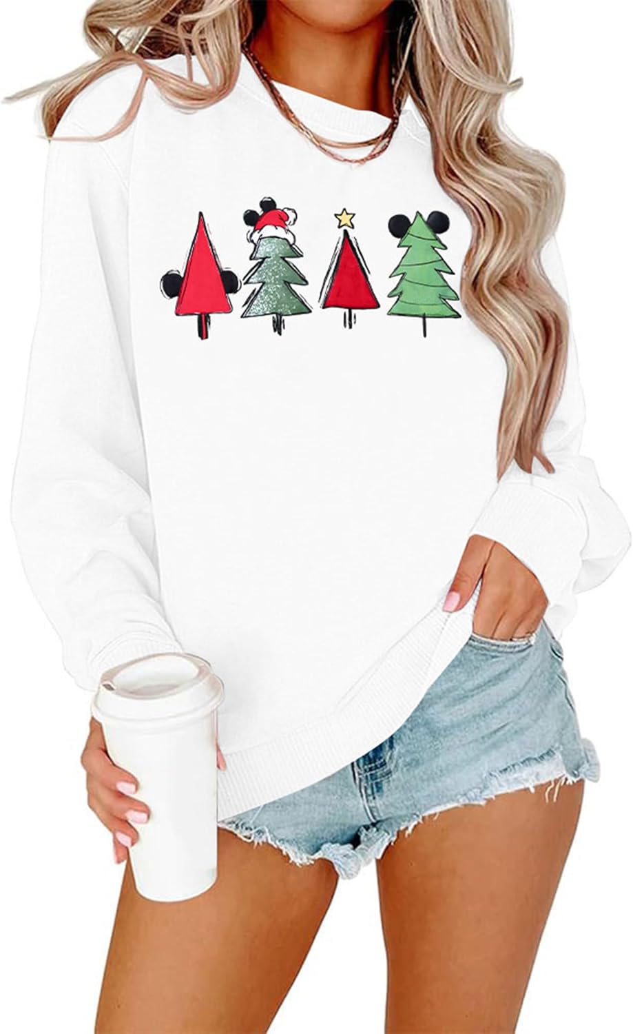 JINTING Christmas Sweatshirt for Women Christmas Tree Pullover Xmas Holiday Crewneck Sweatshirts Long Sleeve Top