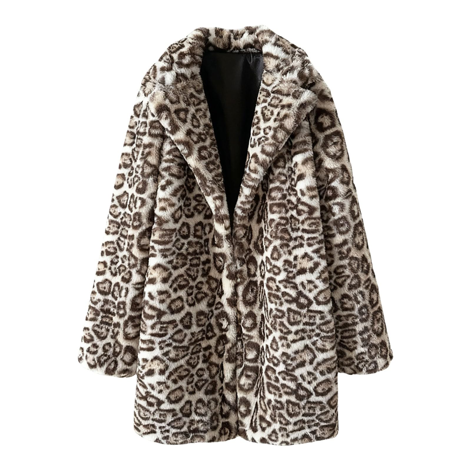 Chaqueta de piel sintética para mujer, abrigo de piel sintética con estampado de leopardo, abrigo de invierno de longitud media mullida, chaqueta de forro polar, chaqueta de felpa holgada, abrigo de