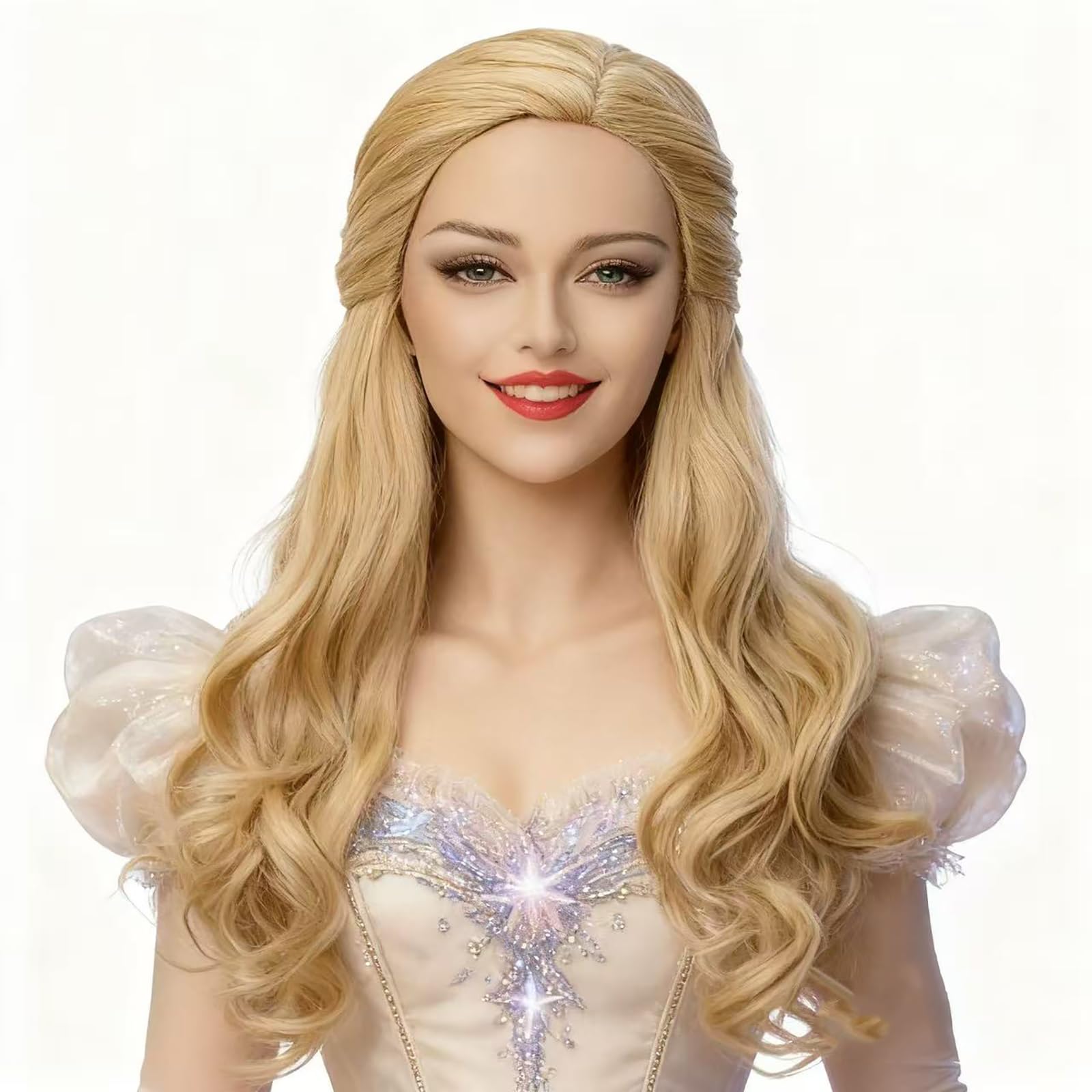 FYXZHUO Long Middle Part Blonde Wavy Ombre Synthetic Hair Wigs for women Anime Cosplay Halloween Costume Party Show Daily Use Wig