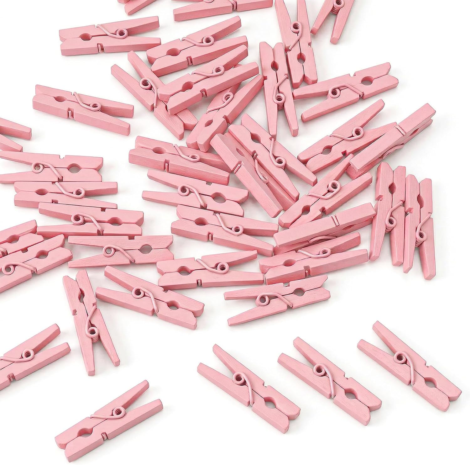 200PCS Pink Clothes Pins Mini Clothespins, Wooden Small Clothespins for Pictures, 1.2in/3cm Tiny Photo Paper Pins, Ideal for Baby Shower, Crafts, Chip Clips, Home Office Decoration