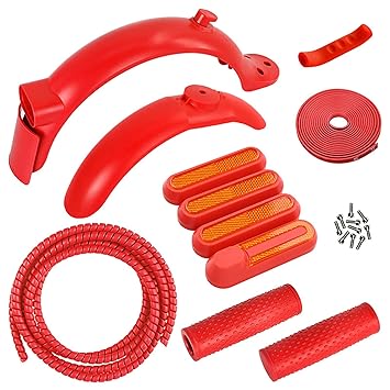 Adium Electric Scooter Front Rear F Kit with Wheel Hub Shell Brake Lever Sleeve Brake Pipe Cover Hand Grip Cover Anti-Collision Strip Replacement for M365/PRO/PRO2 Electric Scooters