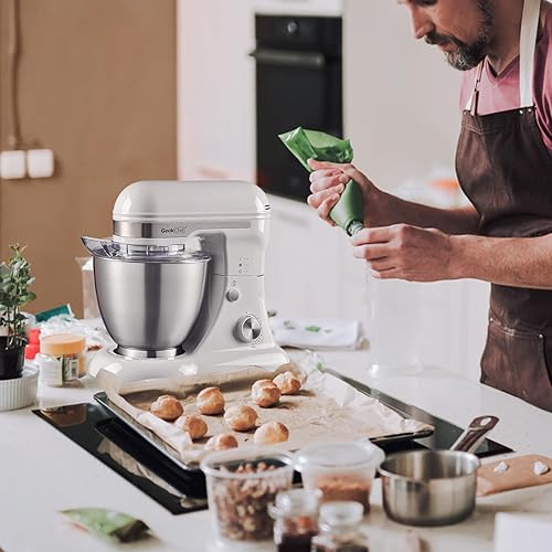 Miniatura 5 de Geek Chef Batidora eléctrica de pie, 4.8 cuartos de galón, 12 velocidades, mezclador de alimentos con cabezal inclinable con gancho para masa,