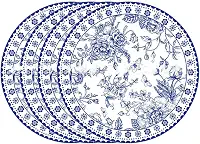 Jogo americano Qinghua porcelana retrô jogo americano azul floral linho adequado para mesas organizadas internas e externas