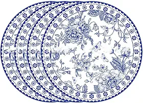 Jogo americano Qinghua porcelana retrô jogo americano azul floral linho adequado para mesas organizadas internas e externas