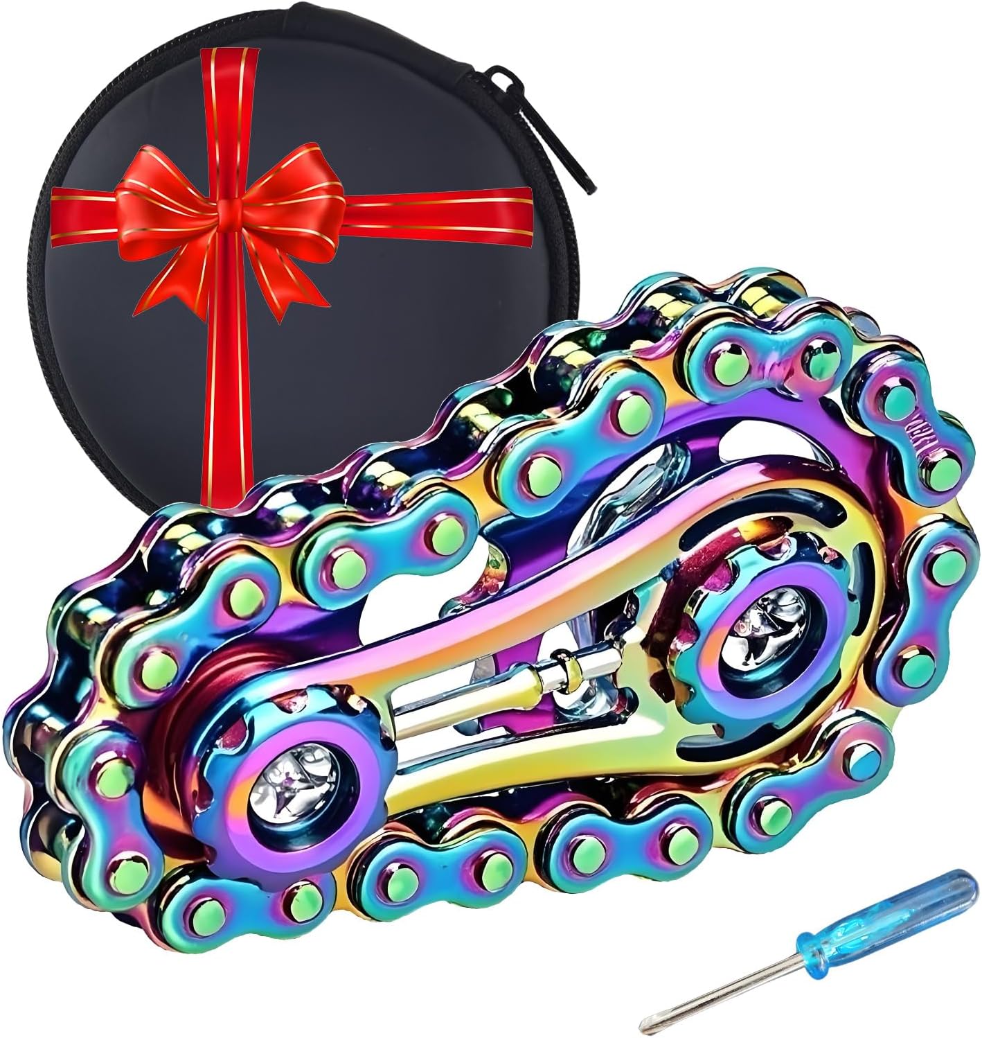 Metal Fidget Spinners Toys for Adults & Teens Figet Bike Chain Pain Stim Fidgets Toy for Teens ADHD Cool Gadgets Anxiety Relief Stress Tool Sensory Spiky Toy for Autism Desk Offices Gift（Colorfull）