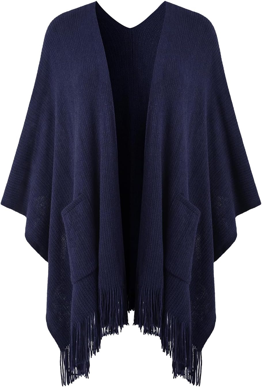 Ferand Shawl Wraps for Women, Cozy Lightweight Poncho Cape with Pockets, Warm for Fall Winter Travel