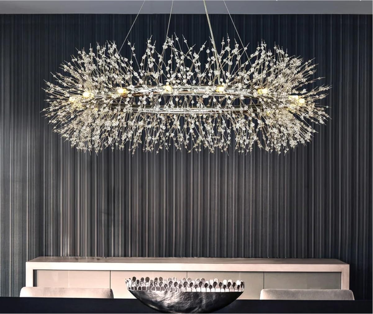 Modern Fireworks Dining Living Rroom Crystal Chandelier, 40" Diameter