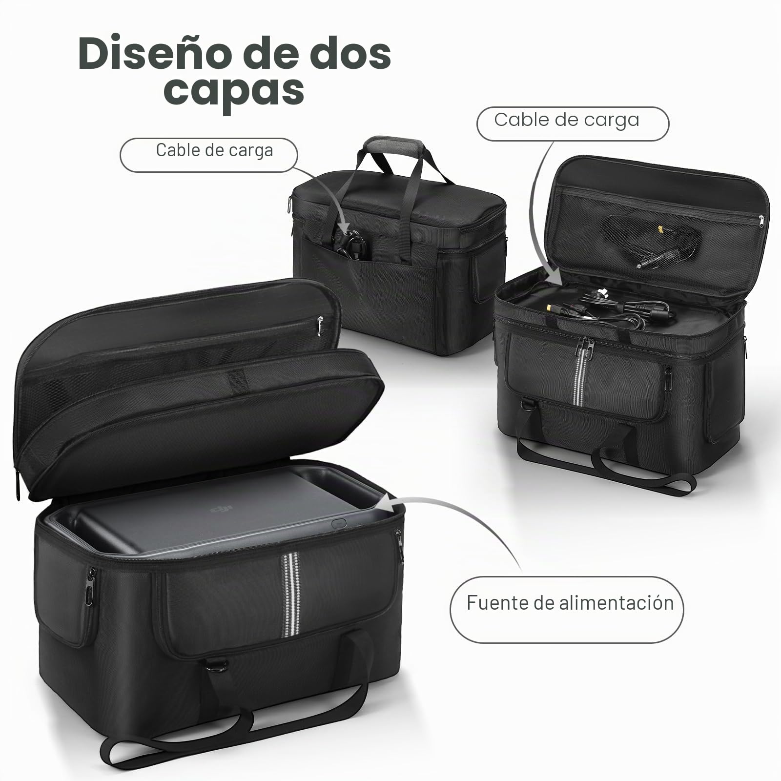 Funda de transporte suave compatible con DJI Power 1000 fuente de alimentación portátil, funda de almacenamiento para accesorios de energía al aire libre