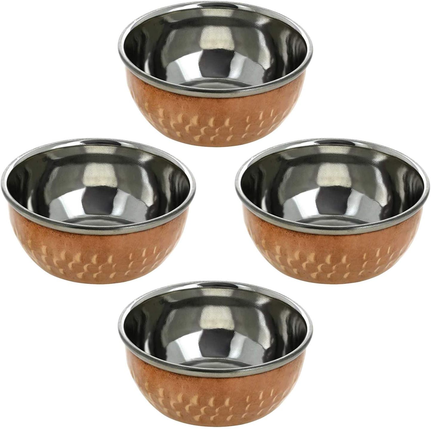 Rastogi Handicrafts Stainless steel-copper Hammered serving bowls for dining & serving (4)