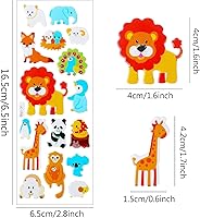 Vista 2 de UPINS 200 hojas de calcomanías pequeñas hinchadas de animales 3D a granel para niños pequeños, libros de calcomanías de espuma para niños