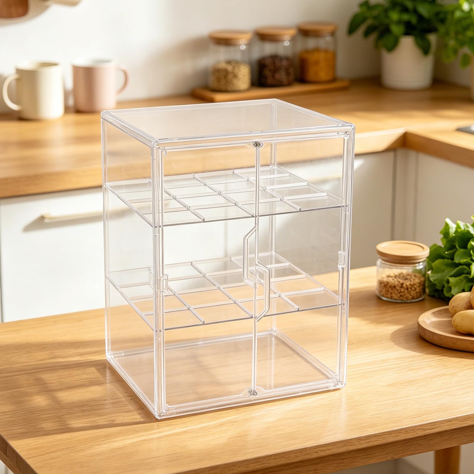 ULTECHNOVO Babyflaschen Aufbewahrungsbox aus Robustem Kunststoff mit Abnehmbarem Trenner und 4 stöckigem Design für Kratzfreie Lagerung im Kinderzimmer und Am Bett