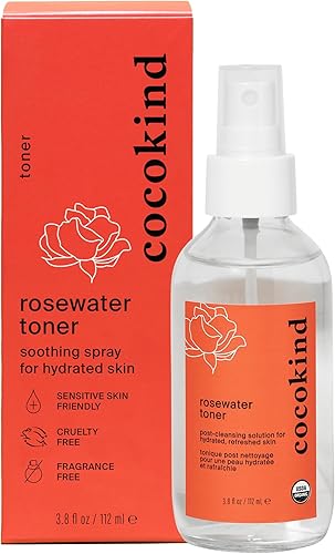 Cocokind - Tónico facial de agua de rosas, aerosol multiusos para fijar el maquillaje, doble limpieza y equilibrar el pH, fabricado con hidrosol