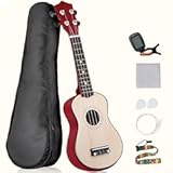 Smartxchoices 21" Soprano Ukulele for Beginners Adult Starters Student Music Lovers, Ukuleles Starter Kit with Gig Bag, w/Rainbow String, Spare Strings, Digital Tuner, Picks (Natural)