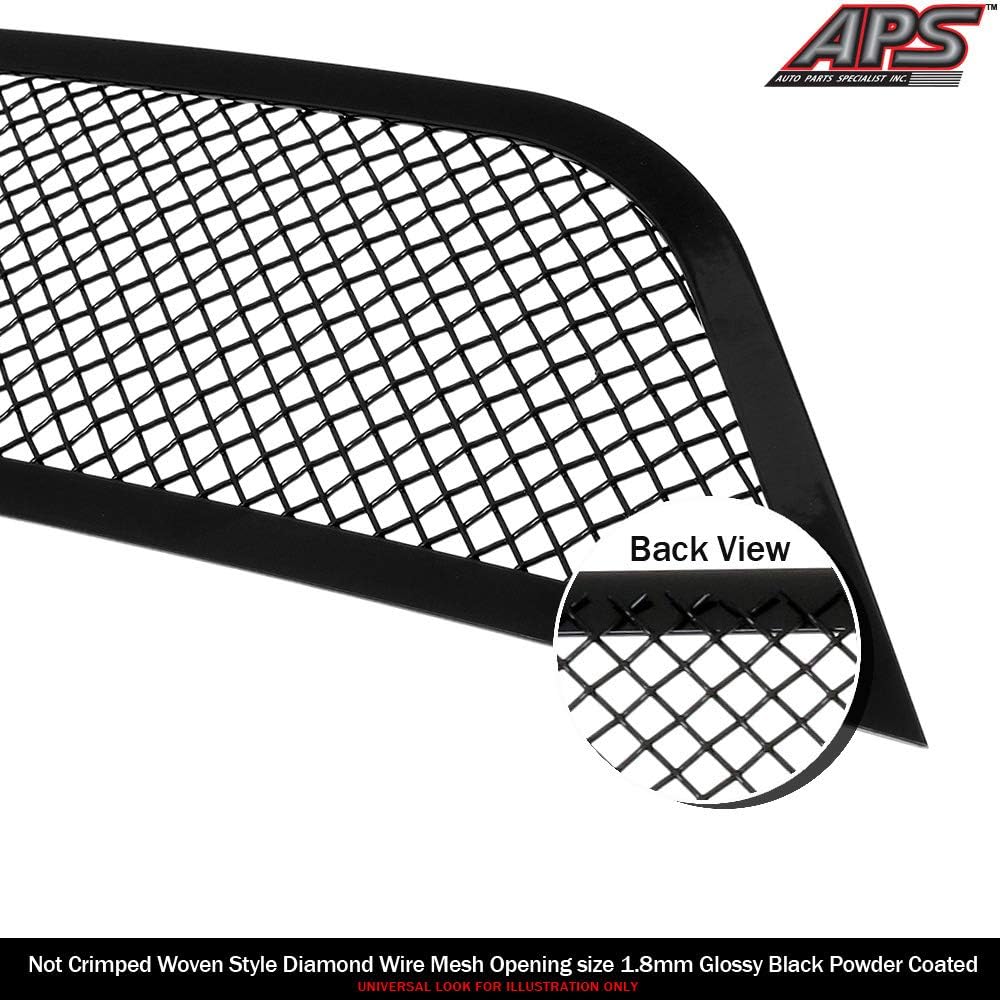 APS Premium Stainless Steel Black Mesh Grille Grill Insert Compatible with Toyota Tundra 2003 2004 2005 2006 Main Upper RE-N19-H39357T