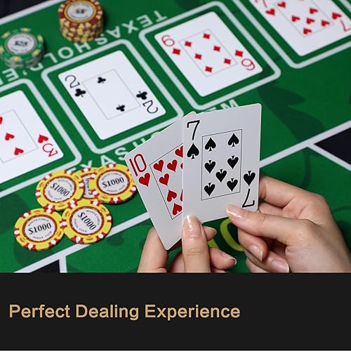 Miniatura 3 de JIESITE Tapete de póquer Texas Hold'em de 71 x 36 pulgadas, portátil, de goma, impermeable, reducción de ruido, adecuado para cualquier juego de