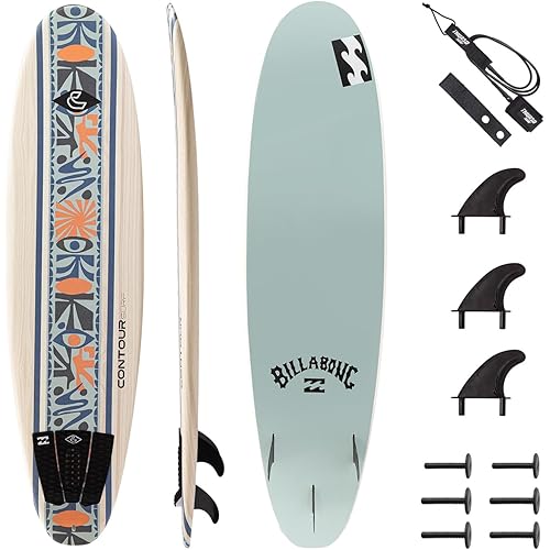 Billabong x CONTOUR SURF Aero 7ft Soft Top Foam Surfboard for Beginner Adults and Kids Lightweight Shortboard for Surfing Durable, Stable, and Easy to Ride for All Levels Surfers