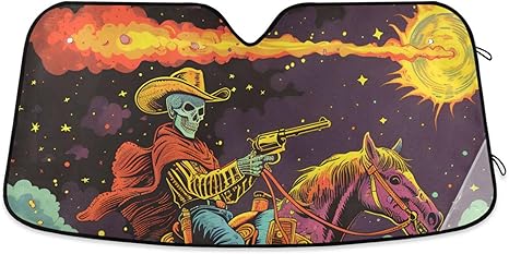 Car Sun Shade Windshield Reflective for Ultimate Dashboard Protection Foldable Car Interior Accessories for Sun Heat,Skull