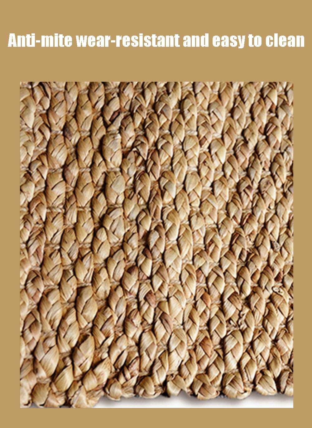Moderne Non-Glissement Naturel Lavable Tapis De Zone,pour Le Salon Chambre Étude,Jute Tapis,Chambre Extérieurround Fibres Végétales Tapis-Brun Clair