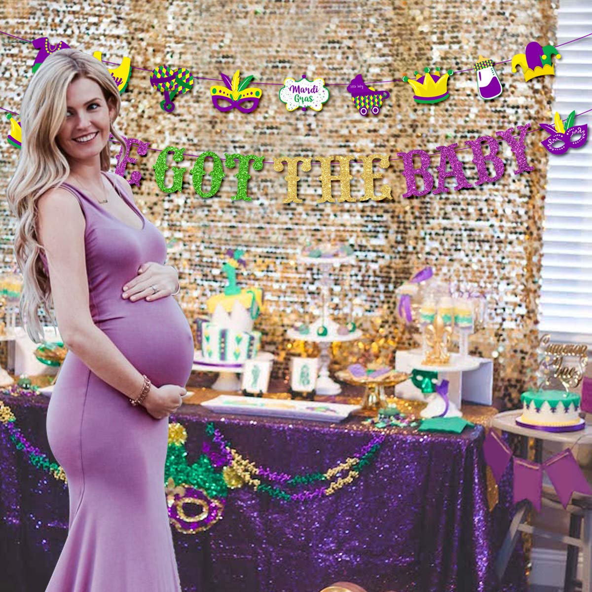 Amazon.com: Mardi Gras Baby Shower Decorations We Got the Baby Banner Mardi  Gras Garland for Mantle Fireplace New Orleans Themed Baby Shower Party  Backdrop : Home & Kitchen