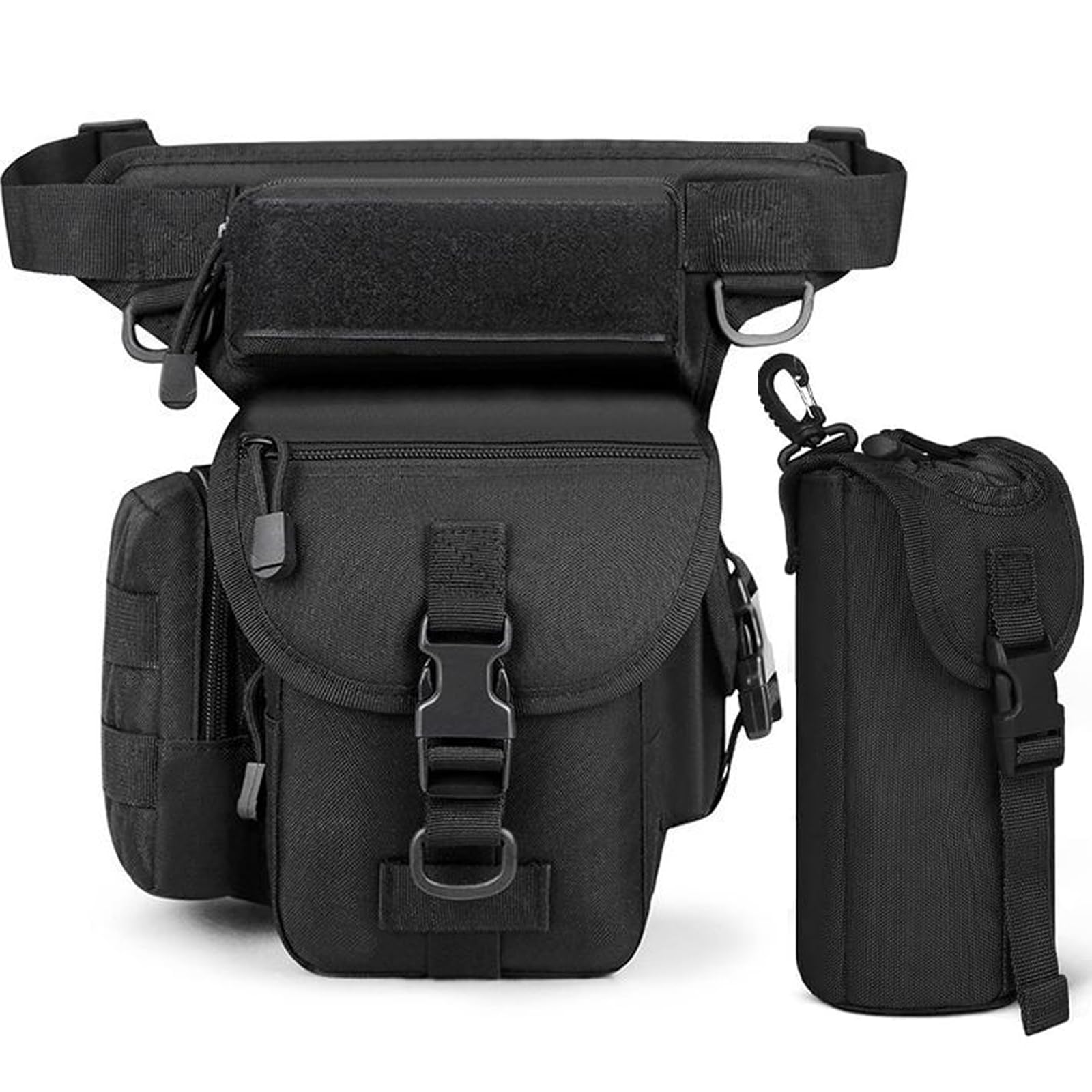 Flintronic Marsupio Cosciale Tattico Militare, Multifunzionale Drop Leg Marsupioper Campeggio Escursionismo Ciclismo Viaggio Trekking Con Borsa per Bottiglia D'acqua Rimovibile