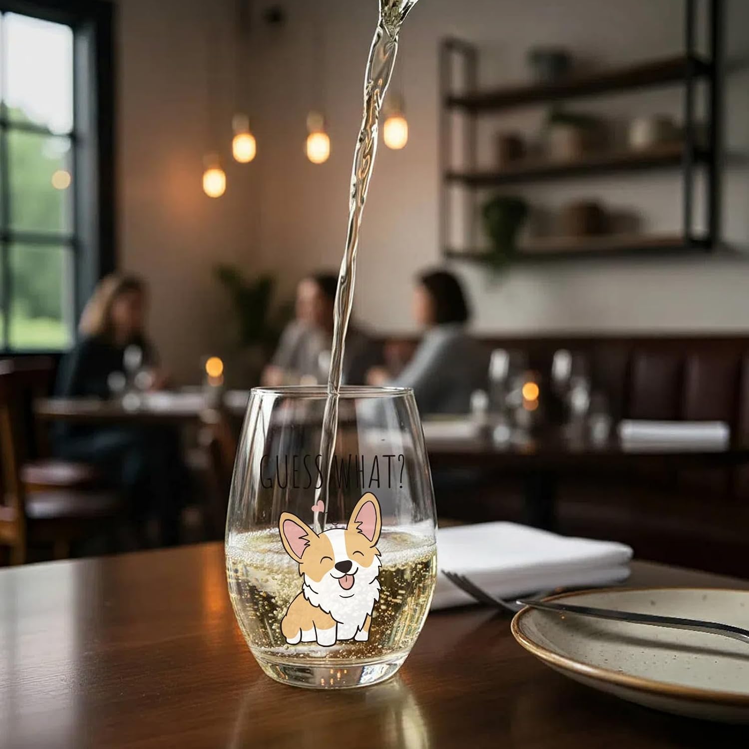 Guess What Corgi Butt Wine Glass, Cute Corgi Butt Gifts for Dog Lovers, Funny Wine Gifts for Girls Friend Dog Lover Mom, Dogs Lovers Birthday Graduation Gift for Women