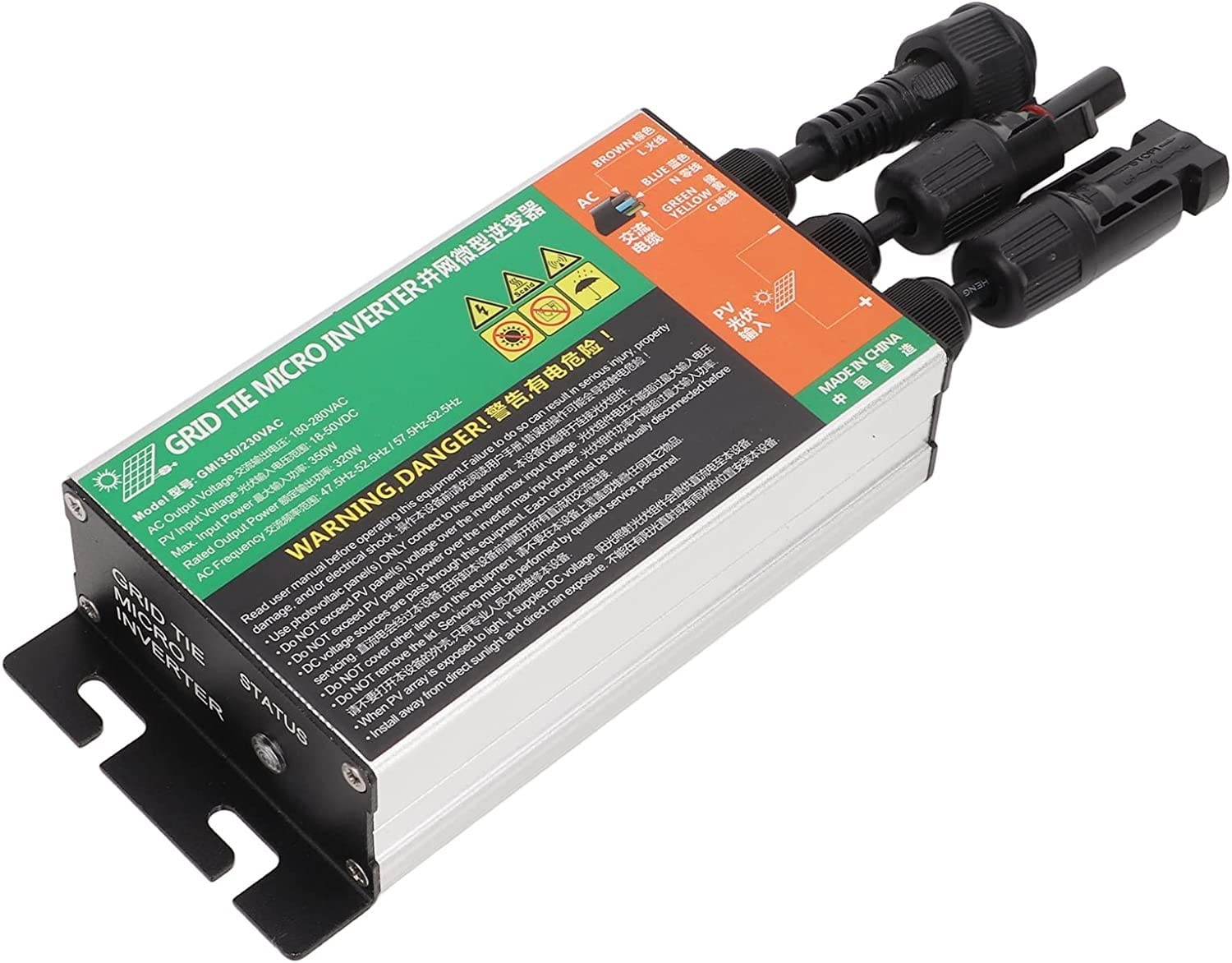 Micro Onduleur Solaire 260/300/350W 230V MPPT Onduleur À Onde Sinusoïdale IP55 Connecté Au Réseau pour Petits Systèmes Solaires