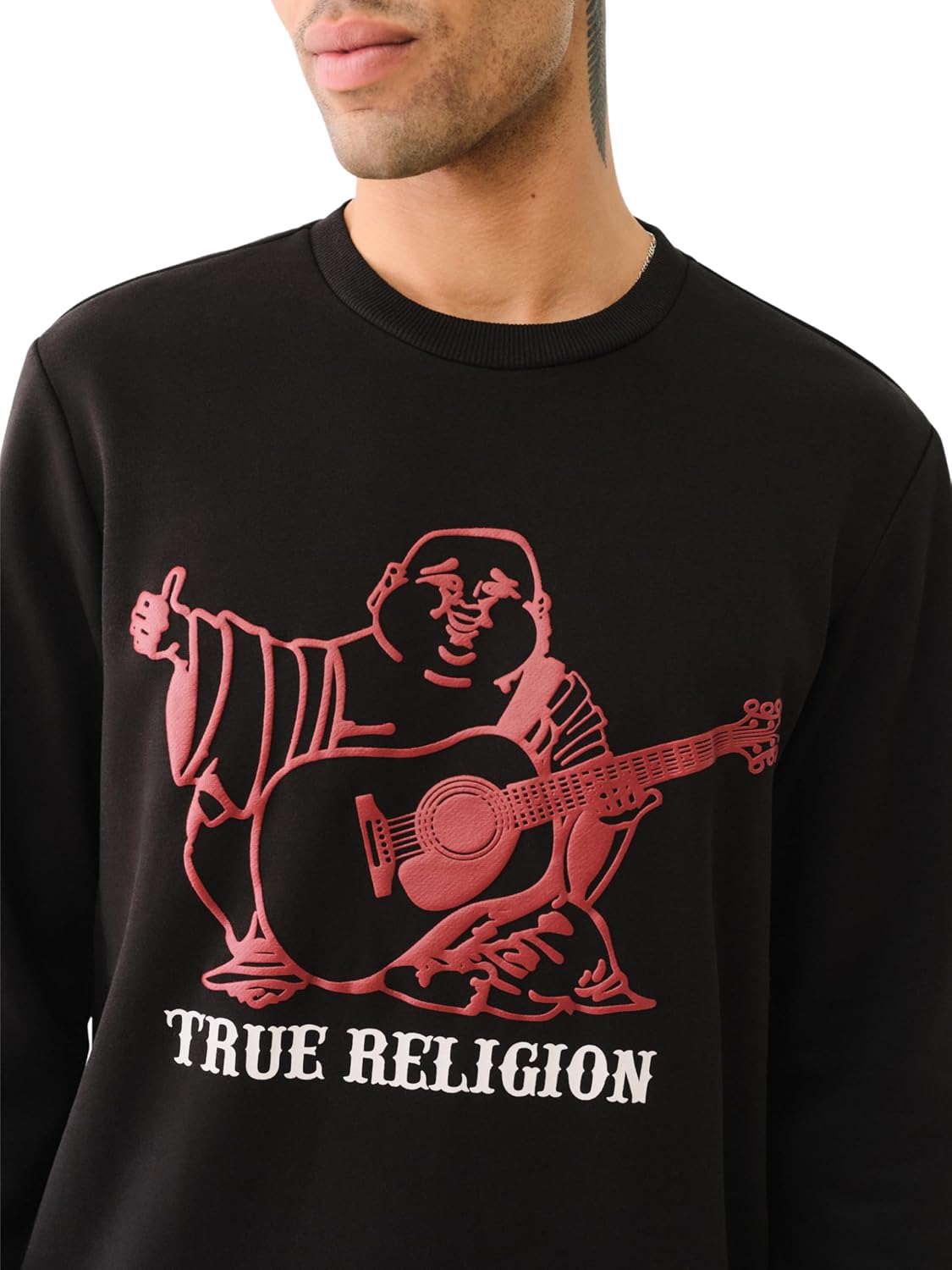 True Religion Men's Buddha Puff Pullover Crewneck Hoodie
