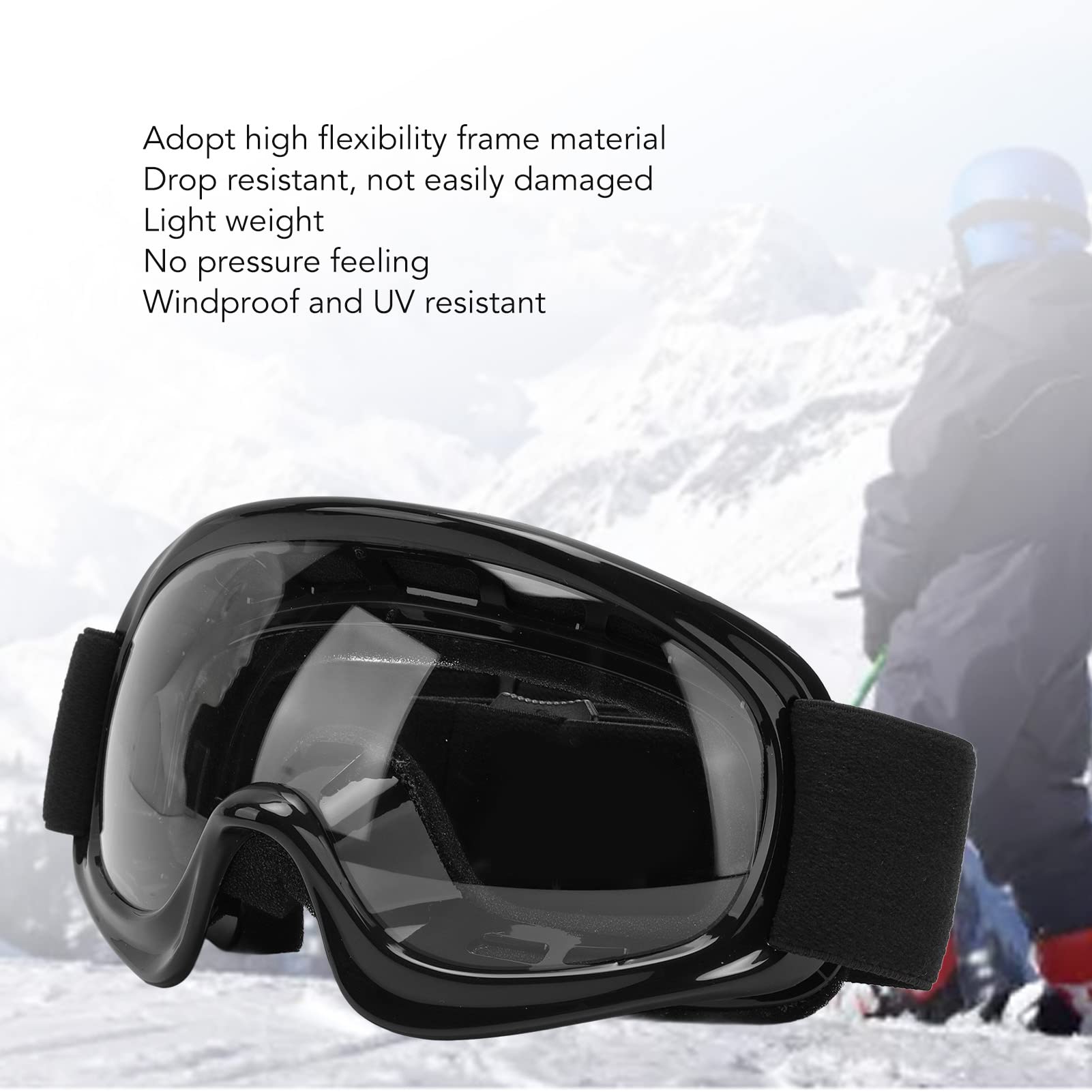Gogle Pwshymi Dirt Bike, Gogle narciarskie dla dzieci, Profesjonalne, wiatroszczelne, do jazdy na rowerze na świeżym powietrzu, do jazdy na nartach, do jazdy na motocyklu terenowym (czarne) (cza