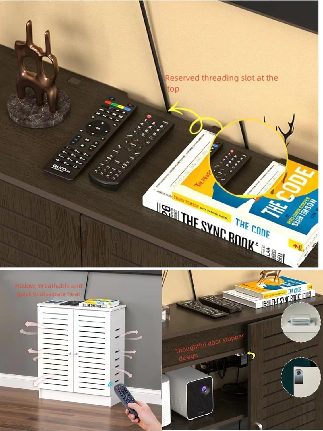 WiFi Router Storage Box Modem Rack - Organizer for Office and Home, Power Strip and Cable Management Hider Cover Desktop WiFi Router