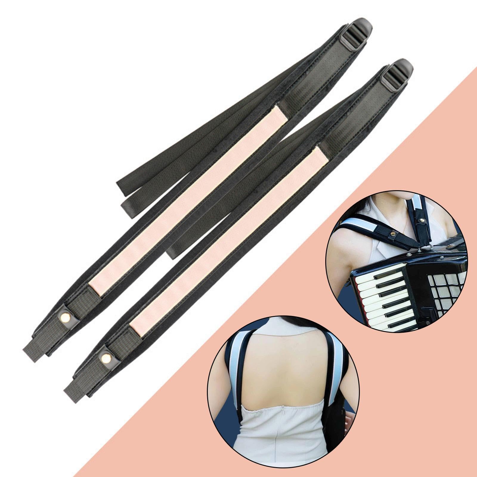 Tracolla per Fisarmonica, Tracolla Regolabile, Accessorio per Strumenti Musicali in Nylon con Fibbie Regolabili per Fisarmoniche Da 16 a 120 Bassi, Bianco Rosa Chiaro