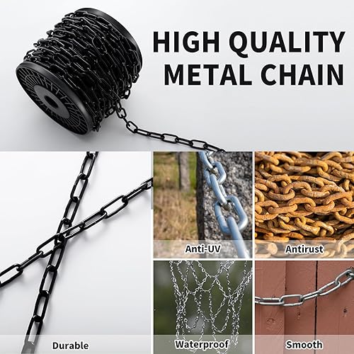 Miniatura 4 de Cadenas colgantes de metal de 50 pies y 18 de pulgada, cadena para accesorios, cadena decorativa, cadena de servicio ligero, cadenas utilitarias