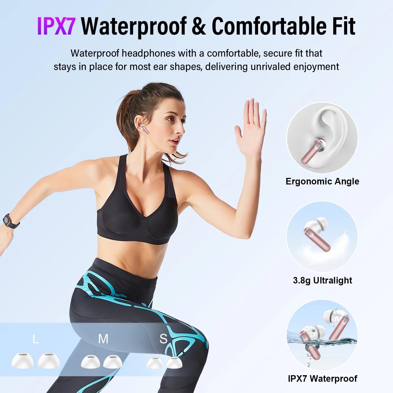 Touch Screen Wireless Earbuds, Bluetooth 5.4 Ear Buds with Multifunctional with ENC Noise Cancelling MicClear Calls Earphones, 48H Bass Stereo Headphones, IP7 Waterproof Headphones for Workout