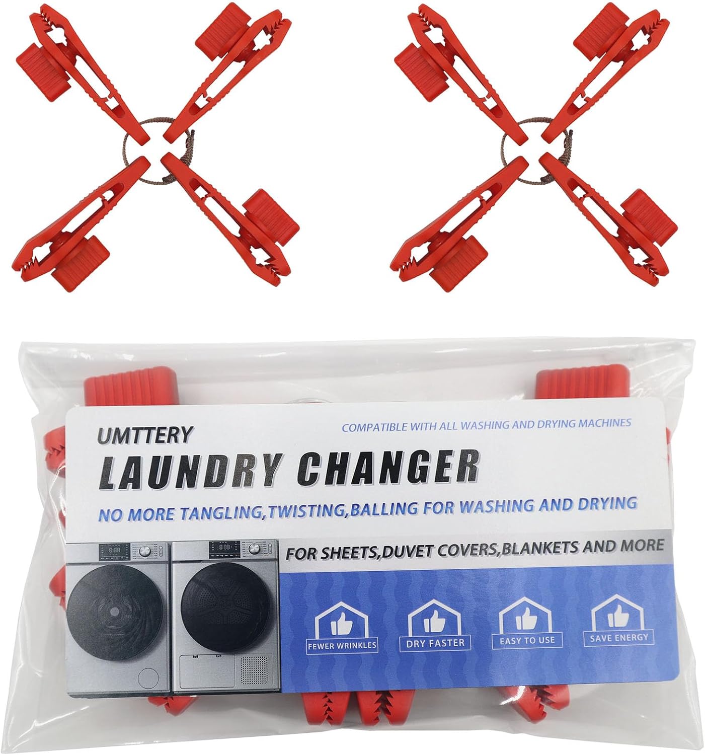 Heavy-duty Bed Sheet Detangler, Keep Heavy Duvet Covers/Blankets/Quilts/Rugs from Tangling, Twisting & Balling in Washer and Dryer, 2 pcs
