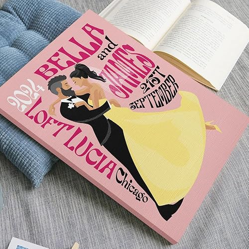 Miniatura 6 de NAREDA Lienzo de boda personalizado, letrero de boda retro de los años 70, letrero de aniversario, regalo personalizado para el día de San Valentín,