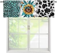 Vista 22 de ZFRXIGN Cortina de cenefa de cocina de caballo occidental para ventanas pequeñas, bolsillo azteca tribal cortinas opacas cortas para sala de estar