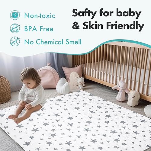 Miniatura 4 de Tapete para corralito para bebé, tapete de juego prémium para bebés de 59 x 71 pulgadas, tapete de juego antideslizante para bebés, niños pequeños.