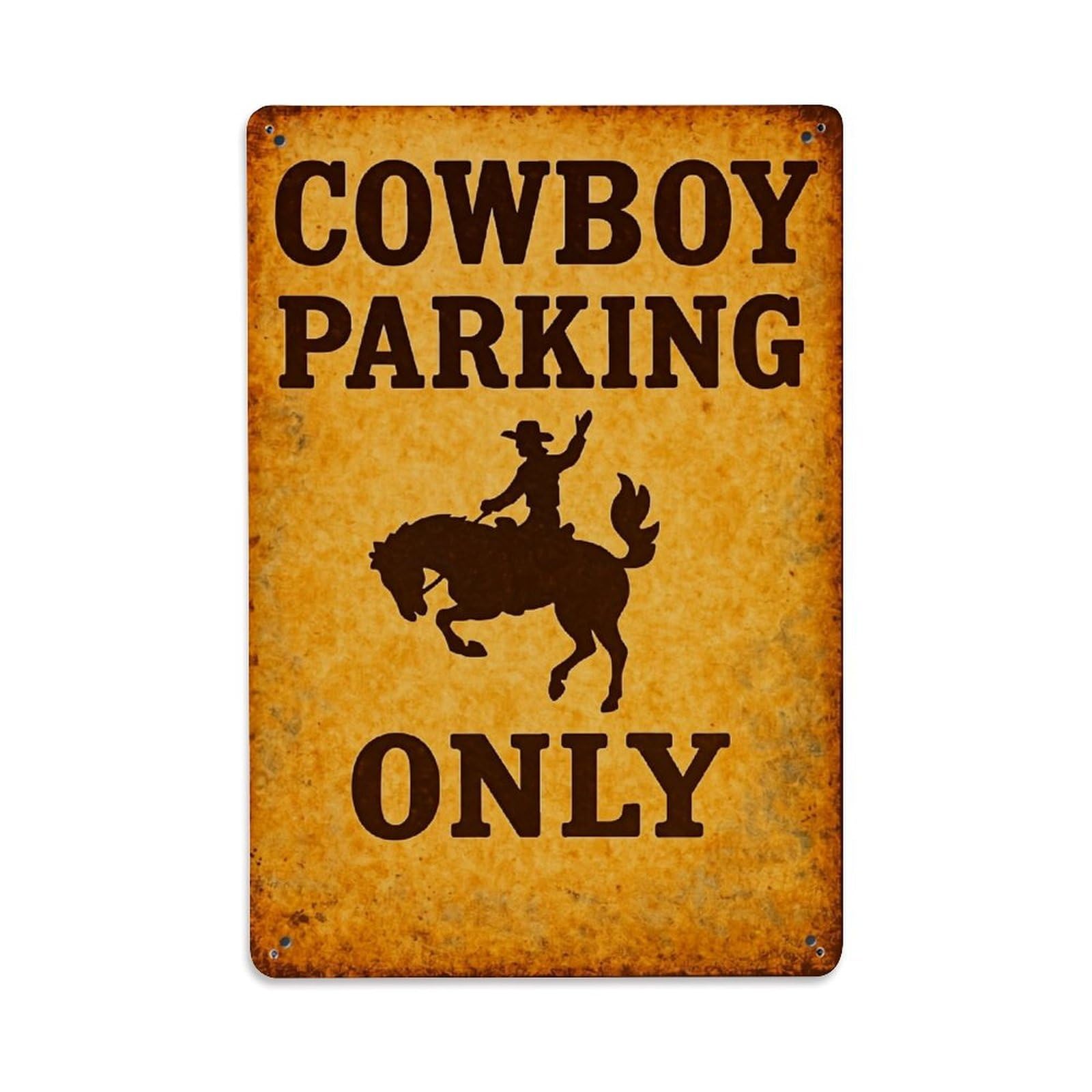 Jdfenggu Vintage Cowboy Parking Only Sign Pattern Retro Metal Tin Sign, Decor Art Poster For Bar, Home, Man Cave, Kitchen, Laundry Room Gift 8X12inch