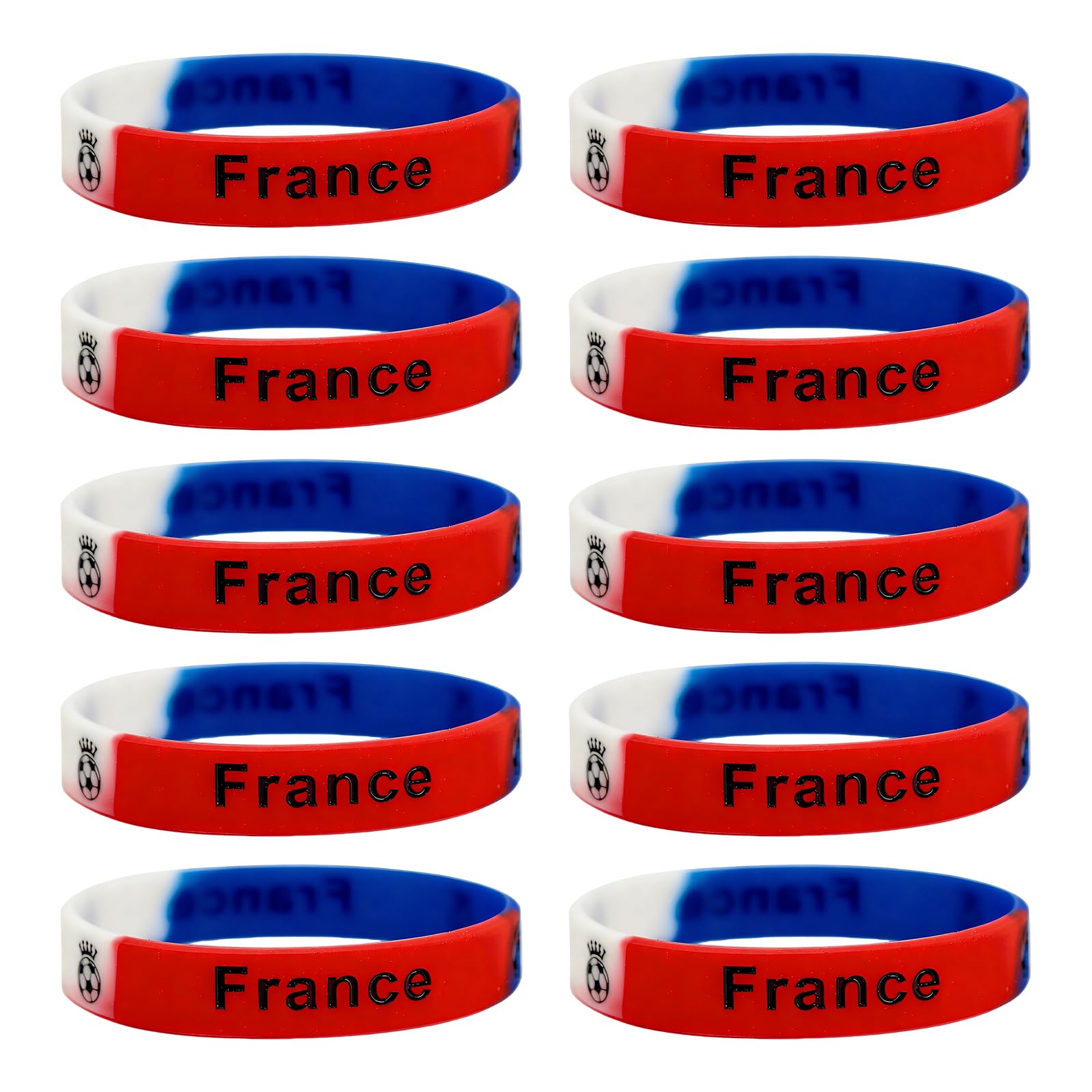Bracelet france lot 10 bracelet bleu blanc rouge silicone élastique supporter France accessoires fan sport coupe football rugby unisexe idée cadeau fête nationale événement