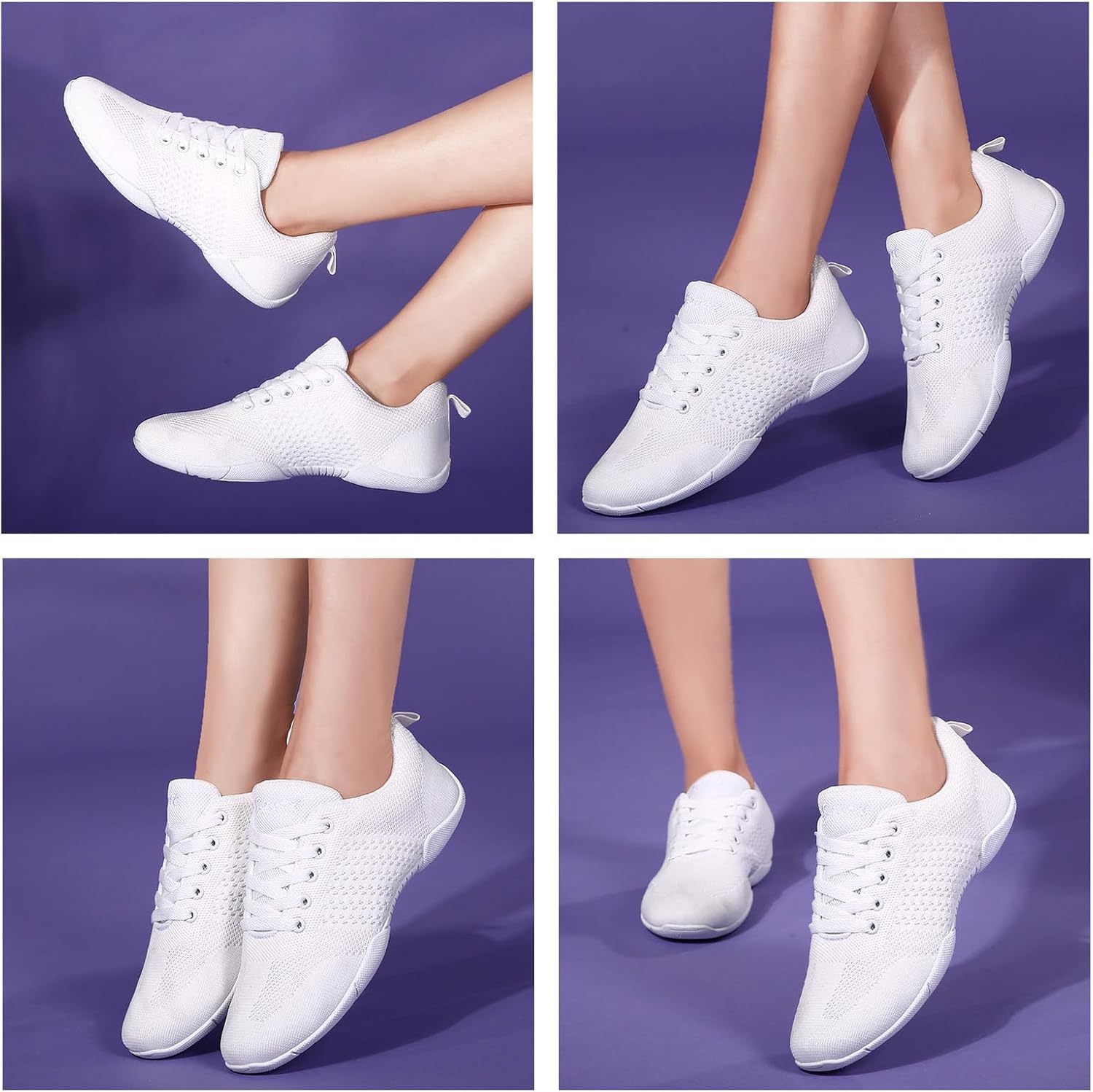 CERYTHRINA Womens Cheerleading Shoes Girls Lace-Up Dance Training Walking Sneakers Gym Yoga Sport Shoes