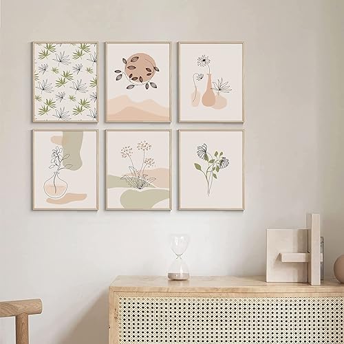 Miniatura 3 de LIYAOLI Arte de pared floral bohemio para sala de estar de 11 x 14 pulgadas, juego de 6 impresiones artísticas sin marco, decoración de pared de