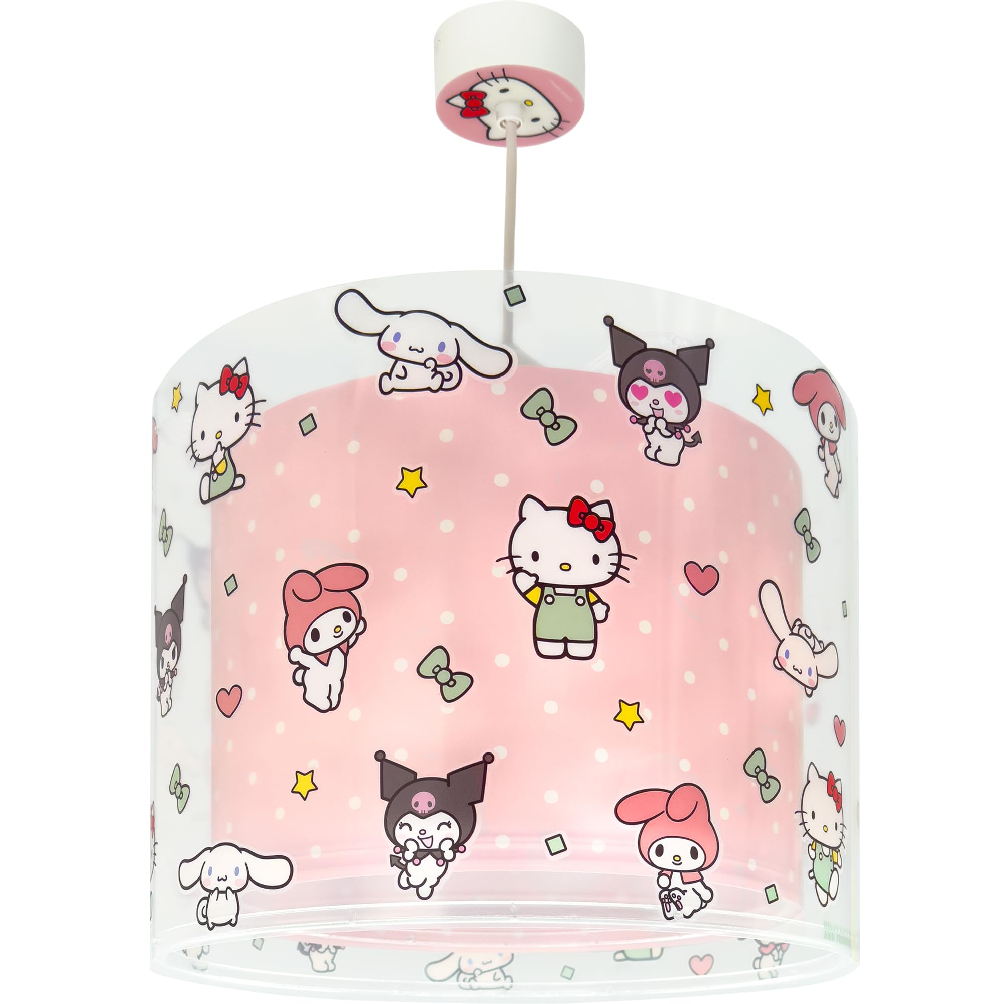 Dalber Lámpara Techo Colgante Infantil Hello Kitty & Friends 41252 E27 | Incluye difusor de luz inferior extraible; Habitación niñas; lámparas infantiles.