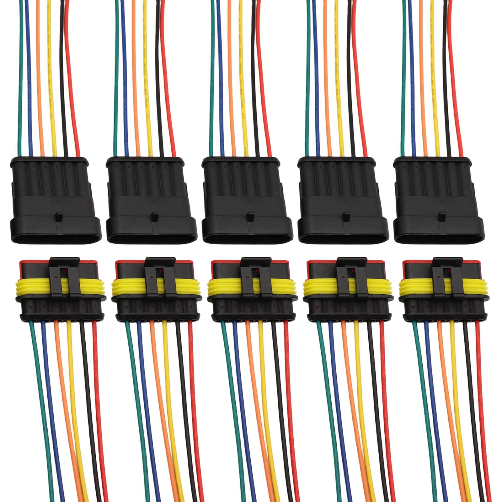 Quick Automotive Plugs, 5Pcs Male Female Connectors with Wires for Vehicle Wiring Male Female Electrical Connector Plugs with Wire