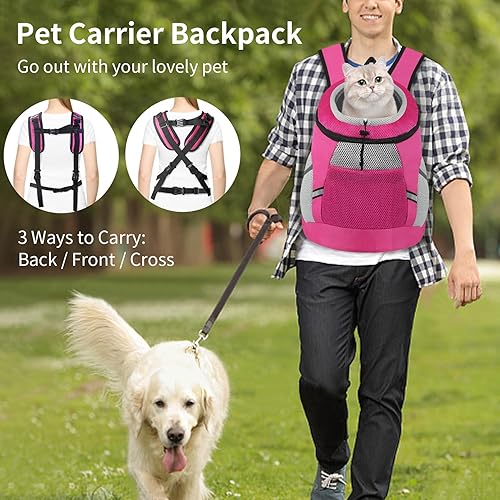 Miniatura 8 de Mochila transportadora para perros, portador frontal en el pecho para gatos y perros pequeños, bolsa de transporte para mascotas para viajes,
