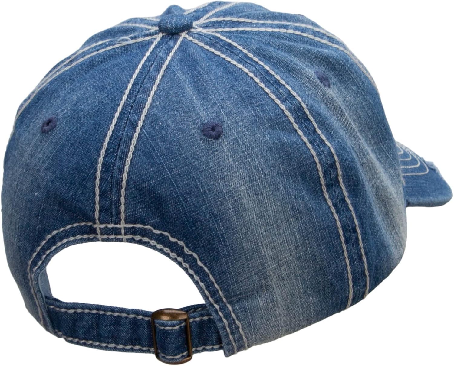 e4Hats.com Iridescent No.1 Mom Heart Patched Distressed Heavy Washed Denim Cap