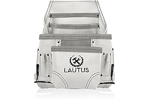 Lautus - Oil Tanned Leather Tool Pouch/10 Pockets/2 Hammer Holders/100% GENUINE LEATHER