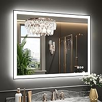 Vista 161 de WTTY LED Bathroom Mirror 32"x32" with Backlit and Front Light,Stepless Dimmable LED Mirror for Bathroom,Anti-Fog Lighted Bathroom Vanity Mirror