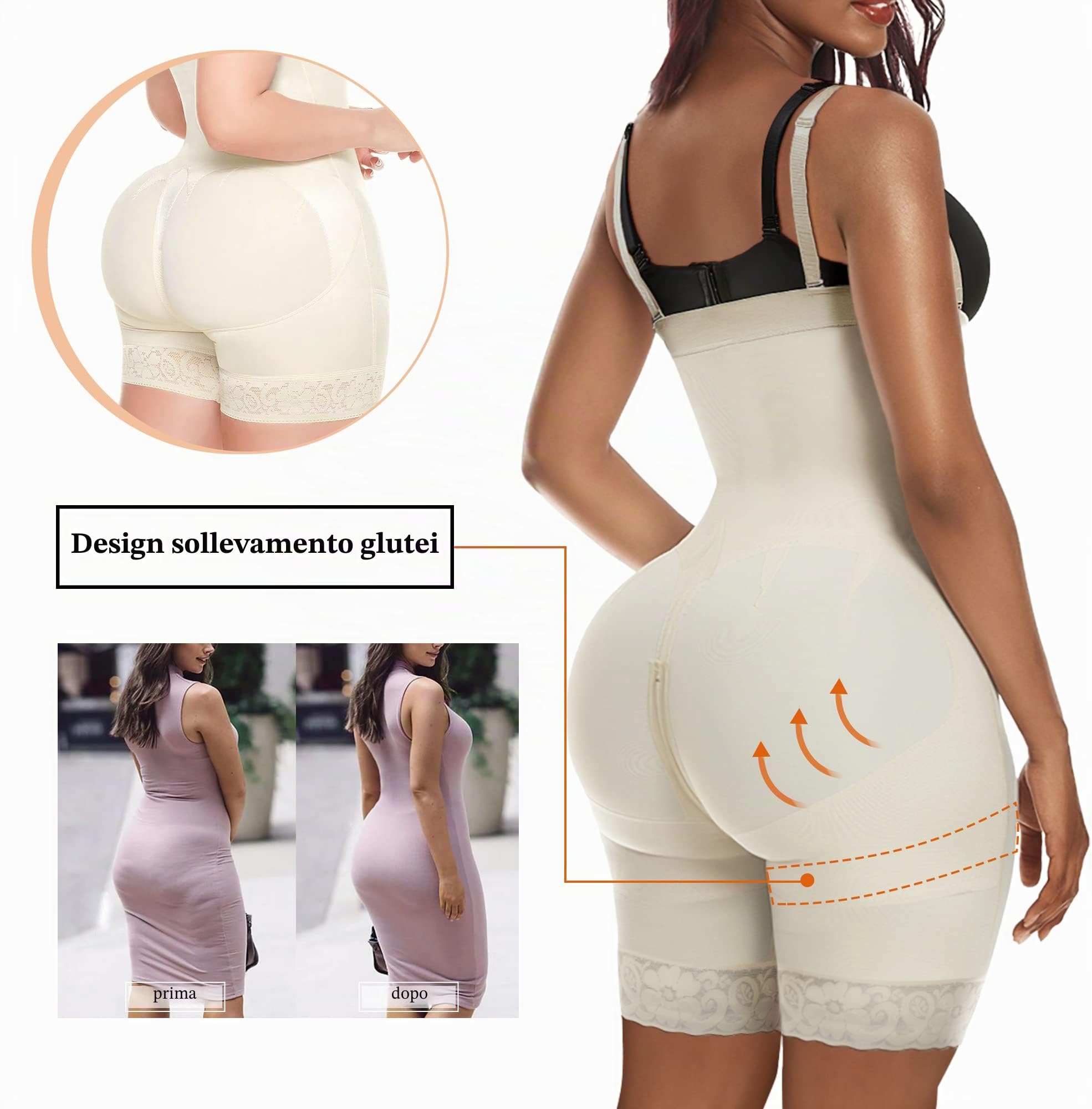YIANNA Body Contenitivo Modellante Donna Pancera Snellente Post Parto Guaina Contenitiva Intimo Shapewear Bodysuit